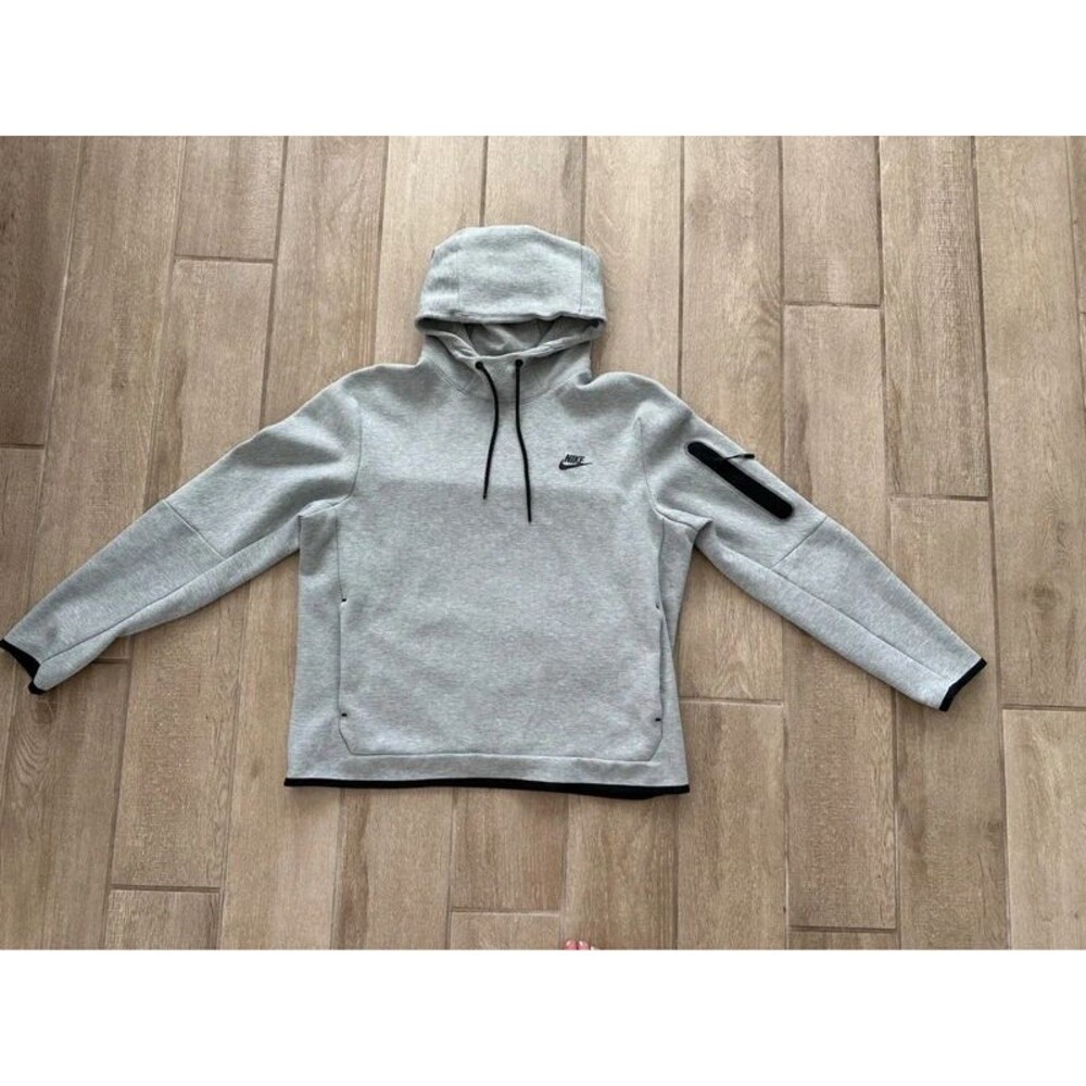 Nike Tech Fleece Hoodie Men's Large Gray Black Streetwear Techwear Athleisure